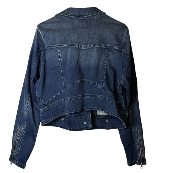 Torrid Stretch Denim Moto Jean Jacket 2/2X Trucker Biker Cropped #11435288 - Picture 7 of 11